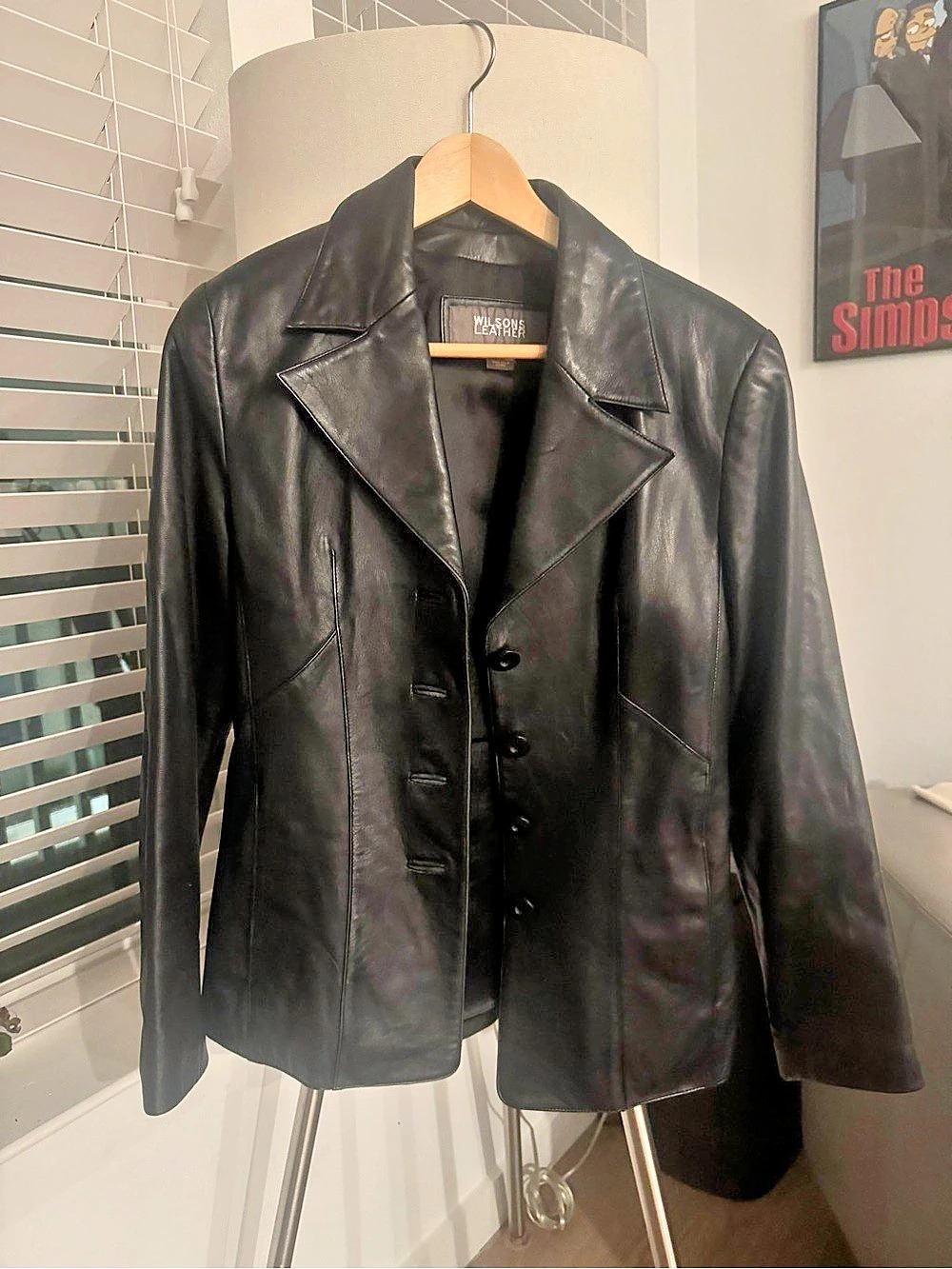 Wilsons Leather Women'Small Leather Blazer Jacket Black Size Small